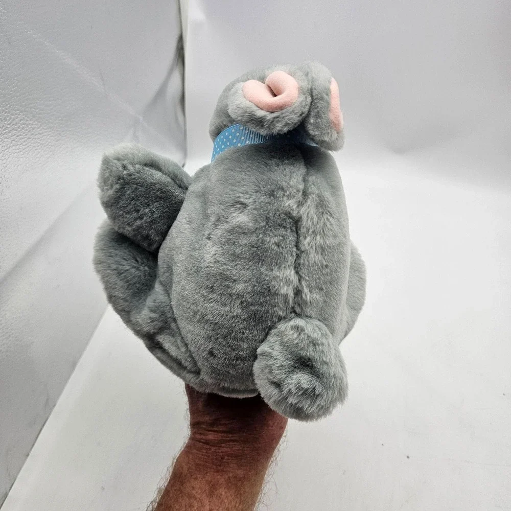 Bunny Rabbit Hand Puppet Plush Stuffed Toy Small Gray Easter Soft Cute Washable